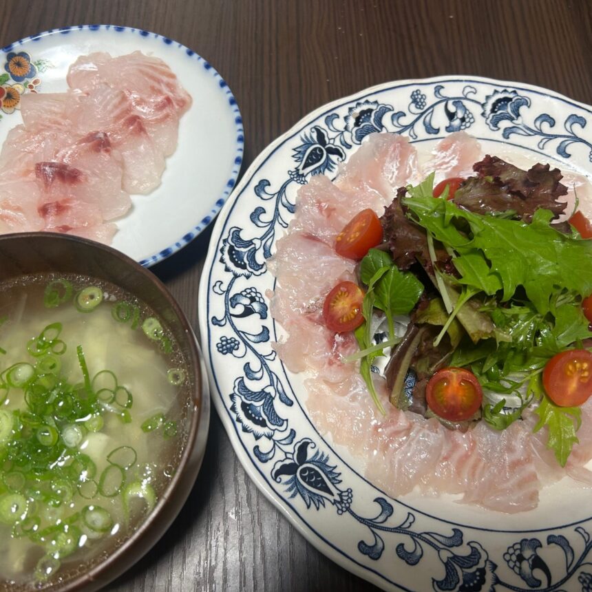 タイのカルパッチョ、お造り、あら出汁