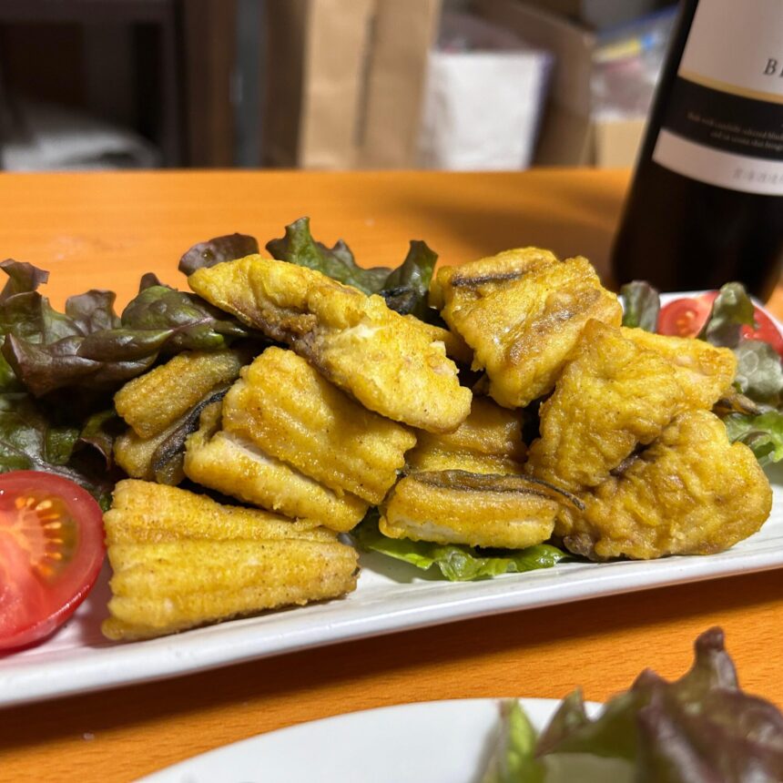 ひとくち鱧のカレームニエル