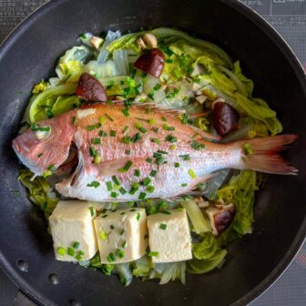 冬野菜と天然真鯛の酒蒸し