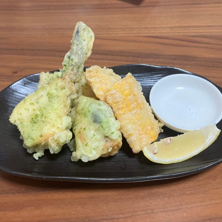 おこぜととうもろこしの天ぷら